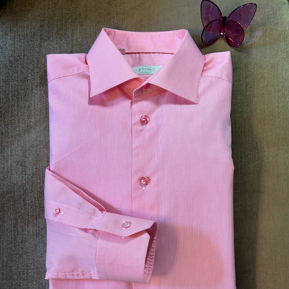 Eton Micro Stripe Fine Twill Shirt Contemporary Fit 39